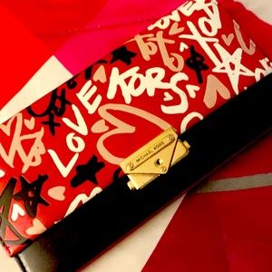 MK Women's Red Cece Large Qixi Graffiti Wallet